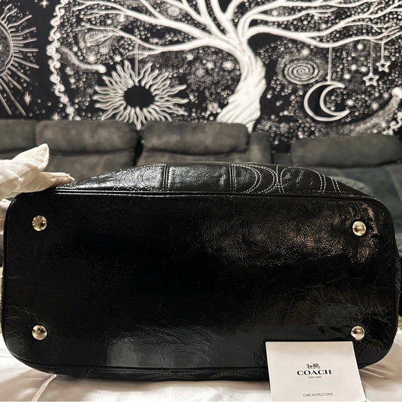 Vintage style COACH soho shoulder bag kisslock Black Leather Tote handbag - Picture 11 of 17